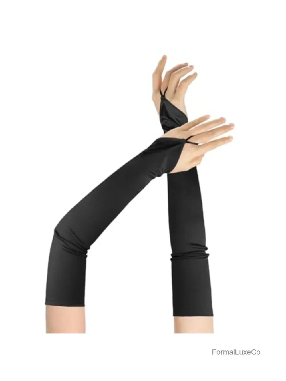 Women Fingerless Opera Gloves 1920s Satin Elbow Length